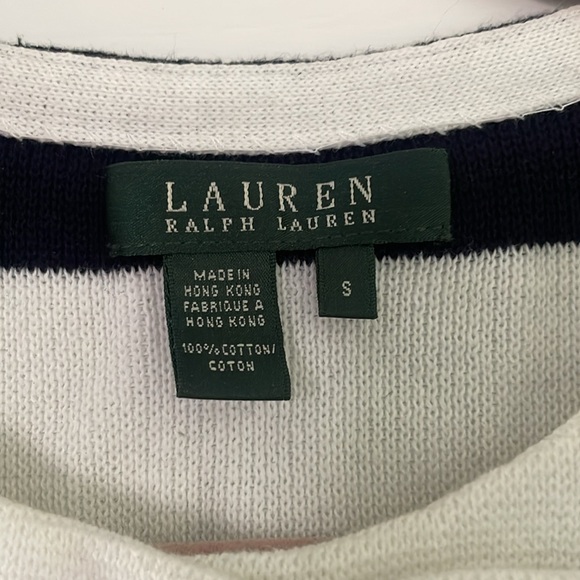 Womens Ralph Lauren Button Sweater Striped Gold Anchor Nautical Buttons - Picture 2 of 3